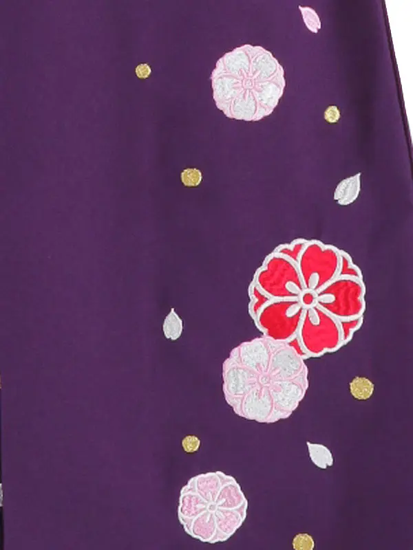 小学生卒業式袴 (女児)赤白地菊柄×紫 1304