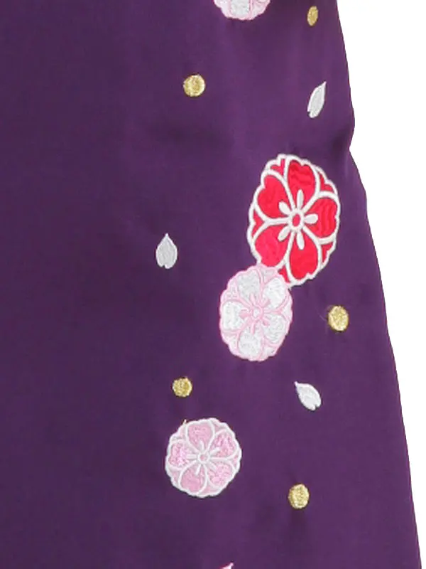 小学生卒業式袴 (女児)黒地牡丹矢絣×紫 1305