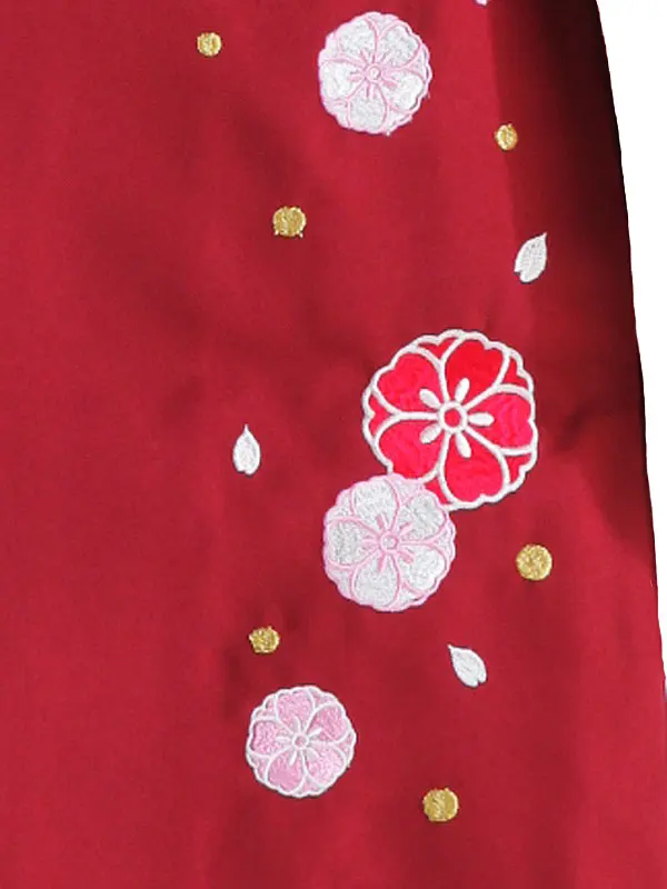 小学生卒業式袴 (女児)黒×エンジ/紅葉1310