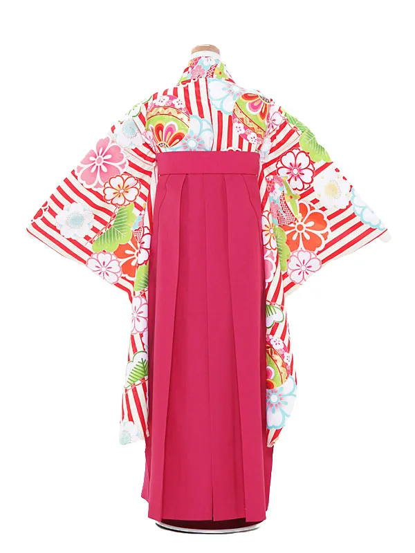 小学生卒業式袴 (女児)赤×ピンク/桜・毬1313