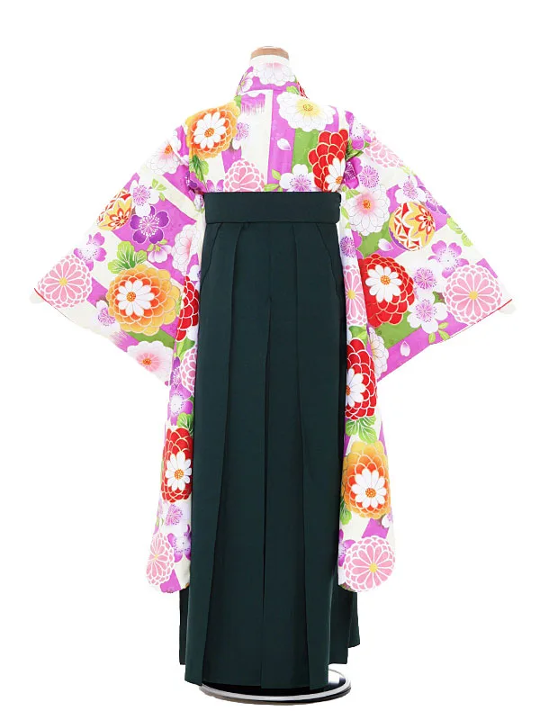小学生卒業式袴 (女児)紫×緑/ダリア1315