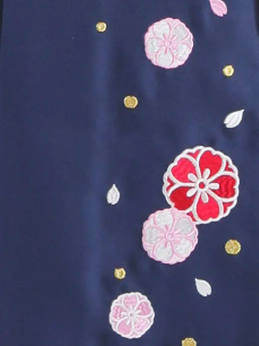 小学生卒業式袴 (女児)水色×紺/梅と束のし1317