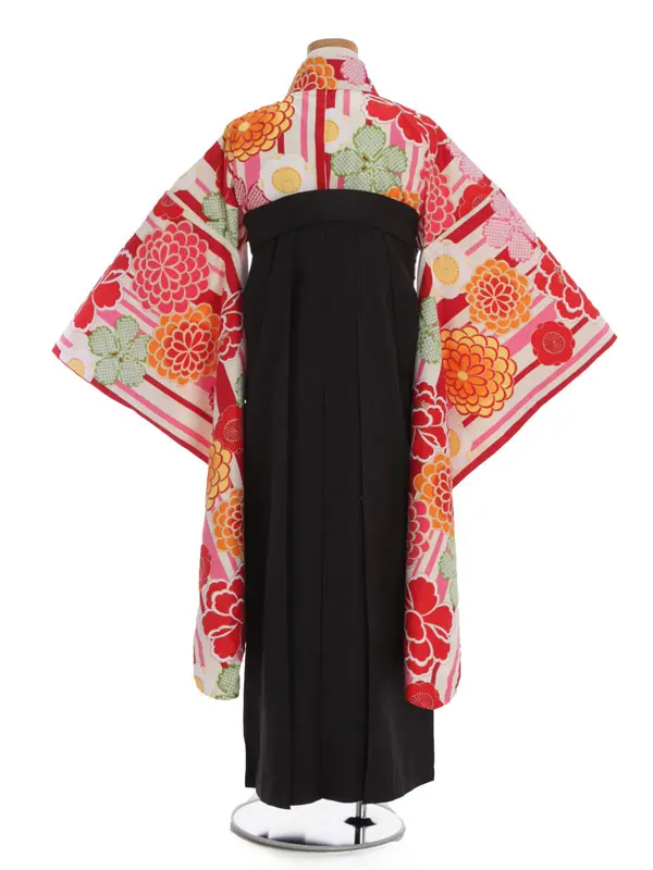 夢千代 クリーム×赤ストライプ地菊柄×黒袴 1319