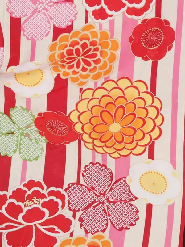 夢千代 クリーム×赤ストライプ地菊柄×黒袴 1319