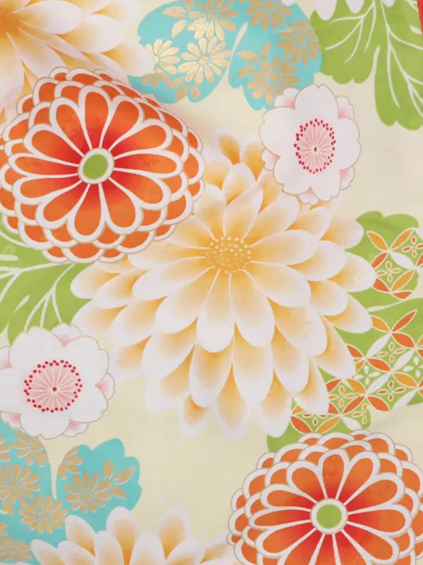 夢千代 黄色地菊桜柄×茶袴 1321