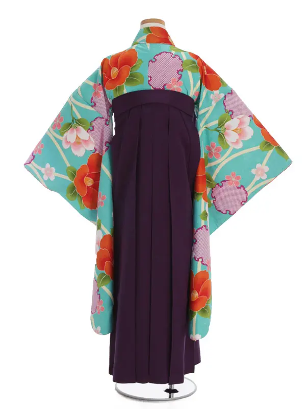 夢千代 水色地椿桜柄×紫袴 1322