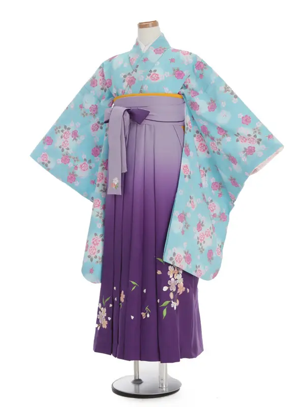 水色地小花柄×紫ｸﾞﾗﾃﾞ袴 1324