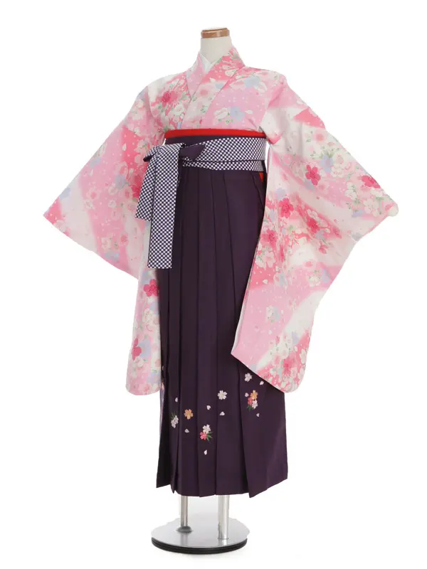 ピンク地小花柄×紫袴 1325