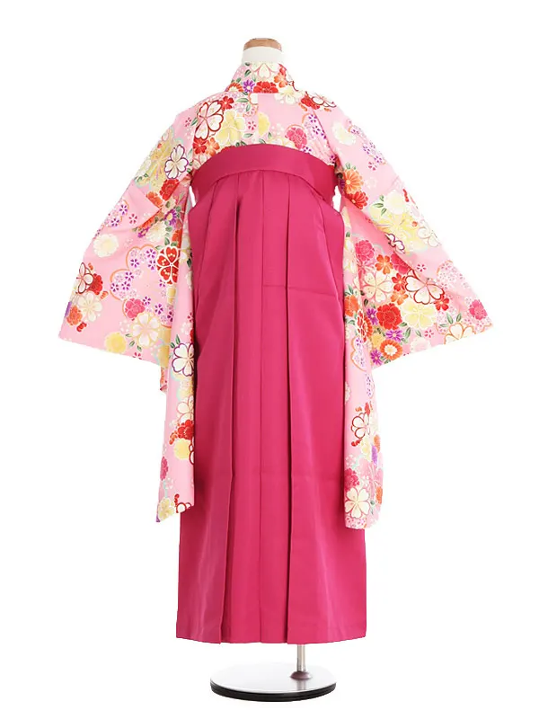 ジュニア袴(女児)ピンク地小花柄×ピンク袴 1329