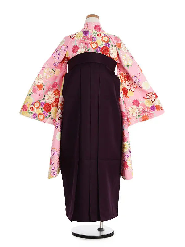 ジュニア袴(女児)ピンク地小花柄×紺袴 1332
