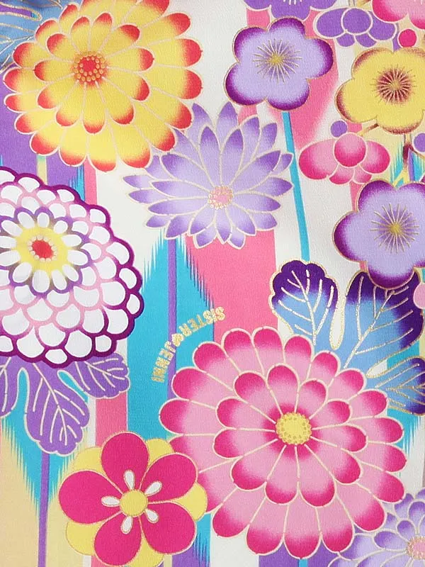 小学生卒業袴 JENNI love ピンク地菊柄×紫袴1335