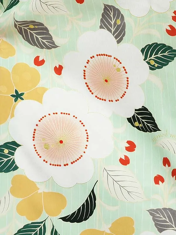 小学生卒業袴 ポンポネット緑地梅柄×エンジ袴1336