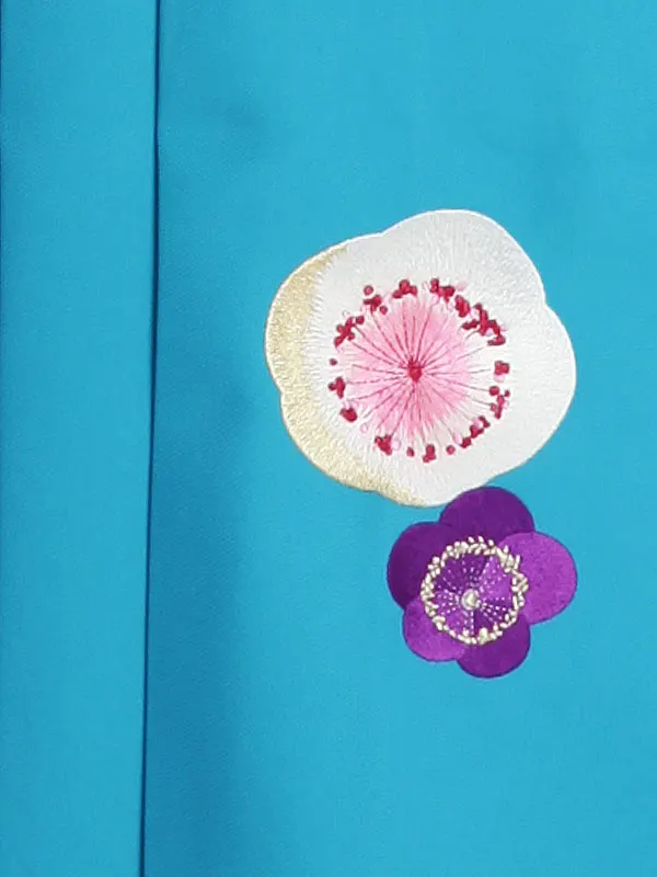 小学生卒業袴 紅一点 黒地椿柄×青袴1337