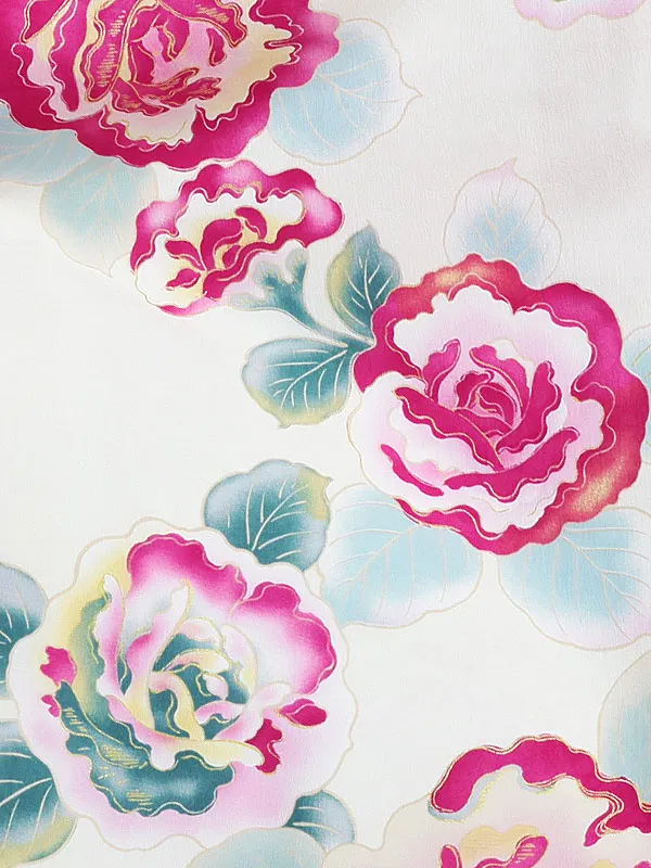 小学生卒業袴 メゾピアノ 白地薔薇柄×えんじ袴1338