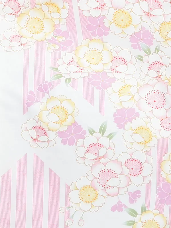 小学生卒業袴 夢千代 白地花柄×紫袴1339