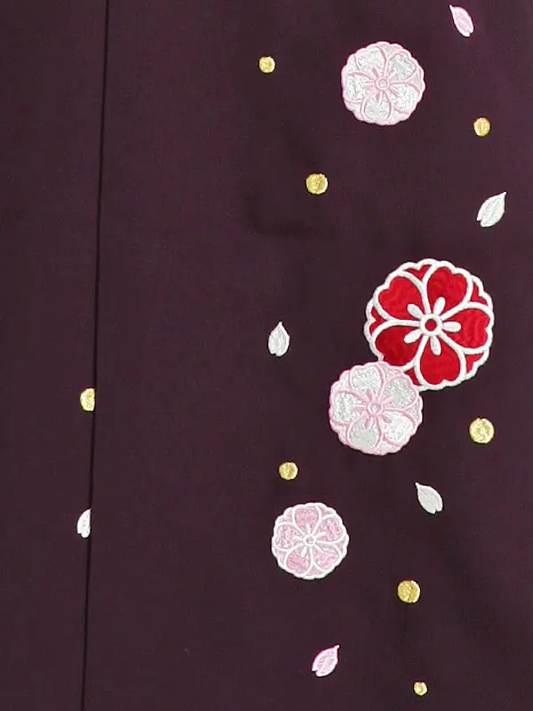 小学生卒業袴 夢千代 白地花柄×紫袴1339