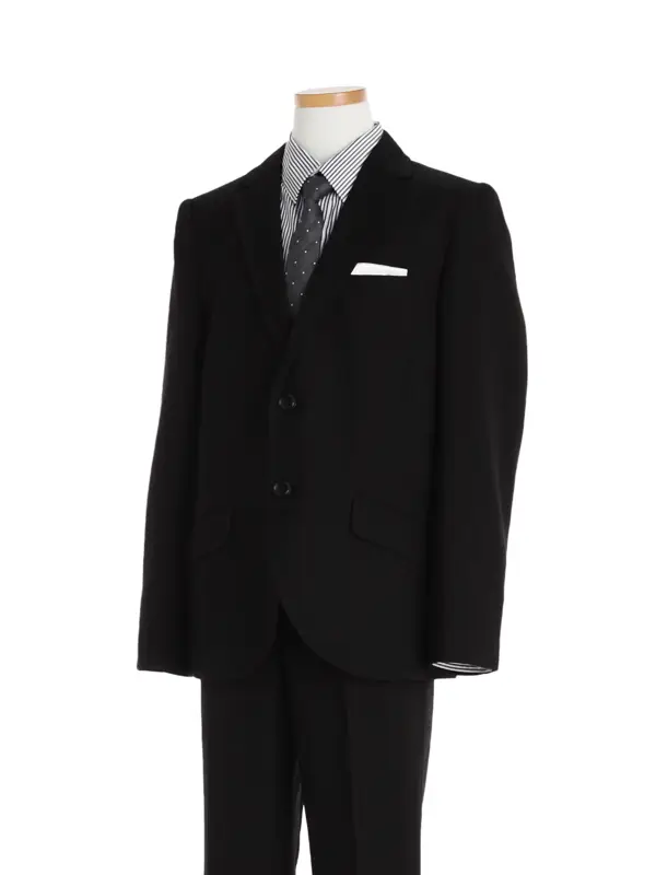 [男児スーツ][B体]ゆったり/長ズボン/黒2つ釦/ストライプシャツ/BB68