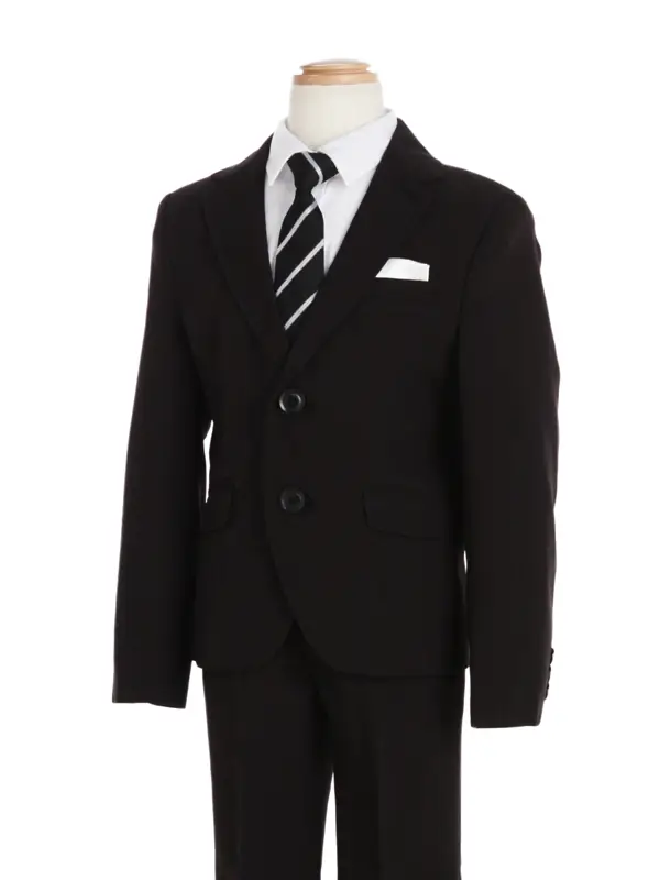 [男児スーツ][B体]ゆったり/長ズボン/黒ストライプ2つ釦JKスーツ/BB73