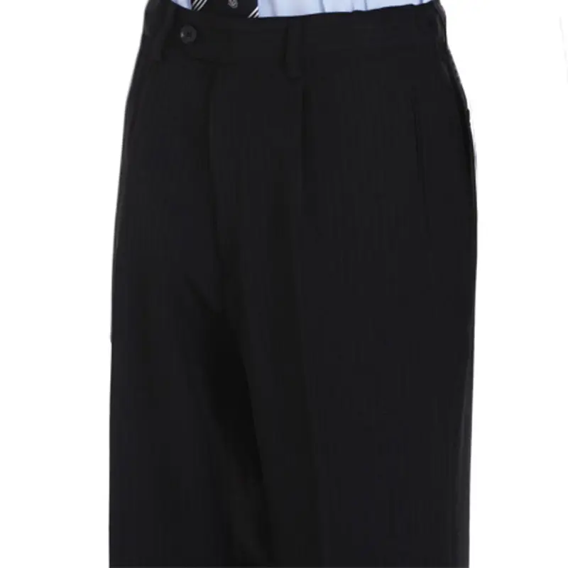 [男児スーツ]長ズボン/黒3つ釦/水色ストライプシャツBS28