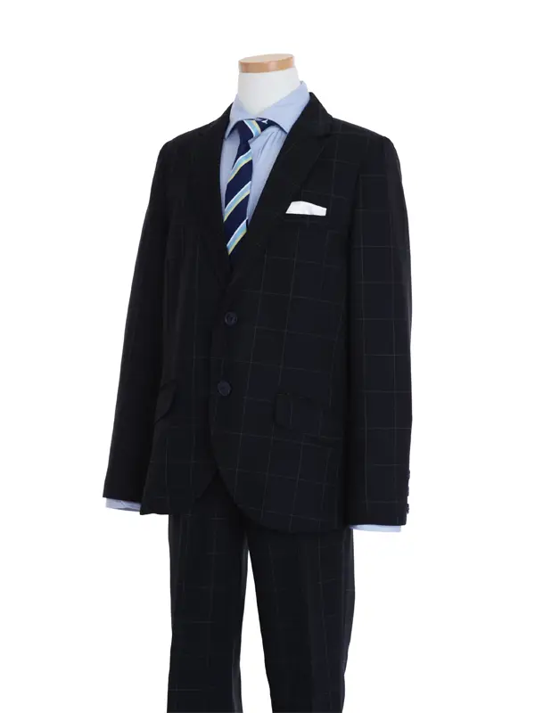 [男児スーツ]長ズボン/紺チェックウィンドペン/BS43