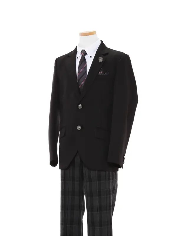 [男児スーツ]長ズボン/黒ノッチド2釦スーツ/BS44