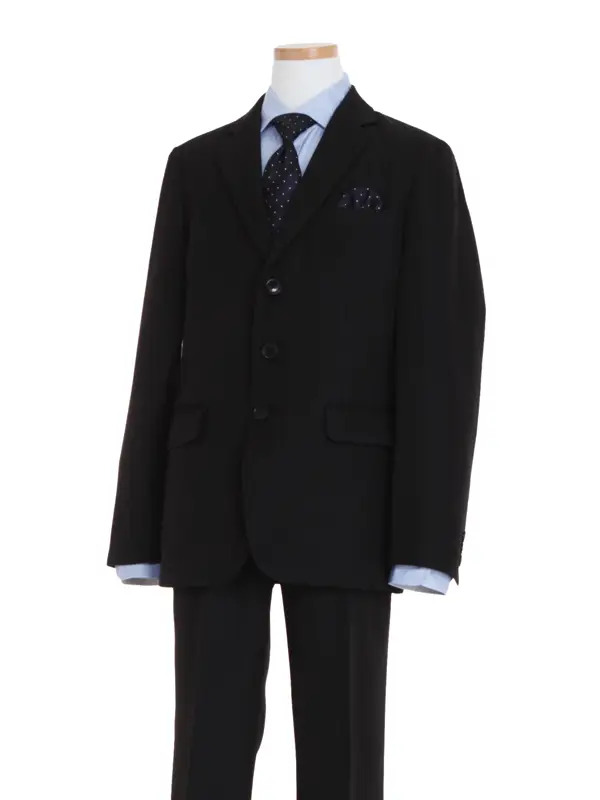 [男児スーツ]長ズボン/黒ピンストライプ/水色シャツBS48