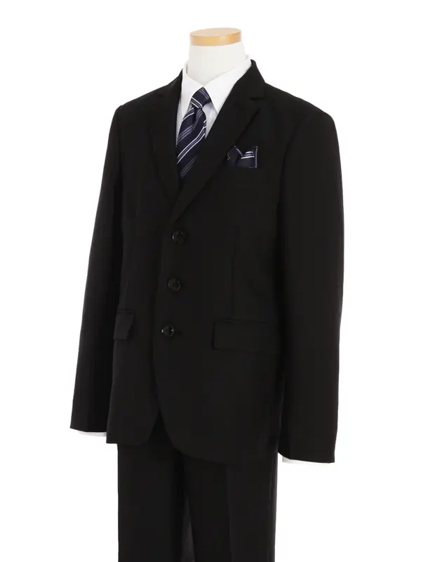 [男児スーツ]長ズボン/黒3つボタンピンストライプスーツ/BS51