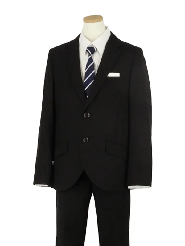 [男児スーツ]長ズボン/黒/2つボタン/オフホワイトシャツ/BS53