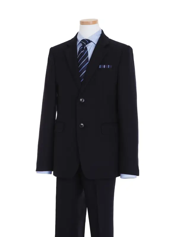 [男児スーツ]長ズボン/濃紺ベーシック2つ釦/ブルーシャツ/BS63