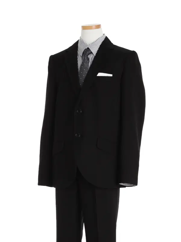 [男児スーツ]長ズボン/黒2つ釦/ストライプシャツ/BS68