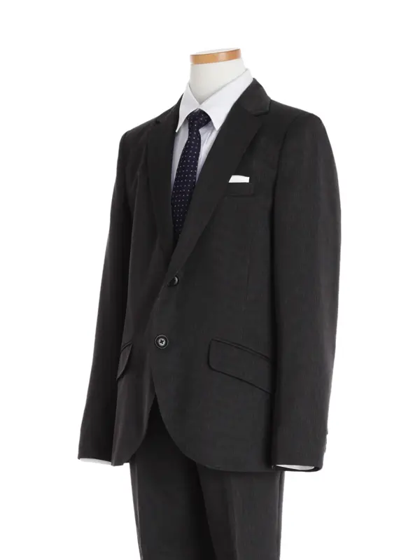 [男児スーツ]長ズボン/グレー2つ釦/オフホワイトシャツ/BS69