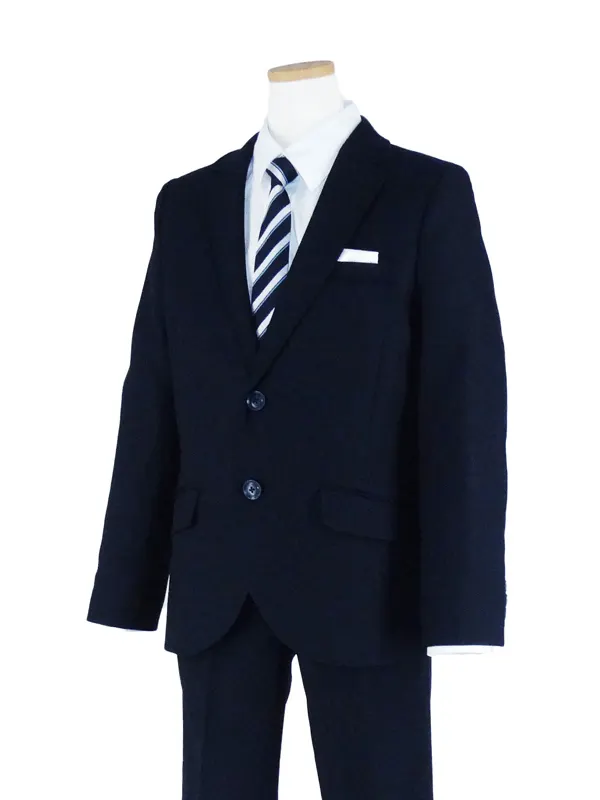 [男児スーツ]/長ズボン/紺2つ釦/オフホワイトシャツBS70