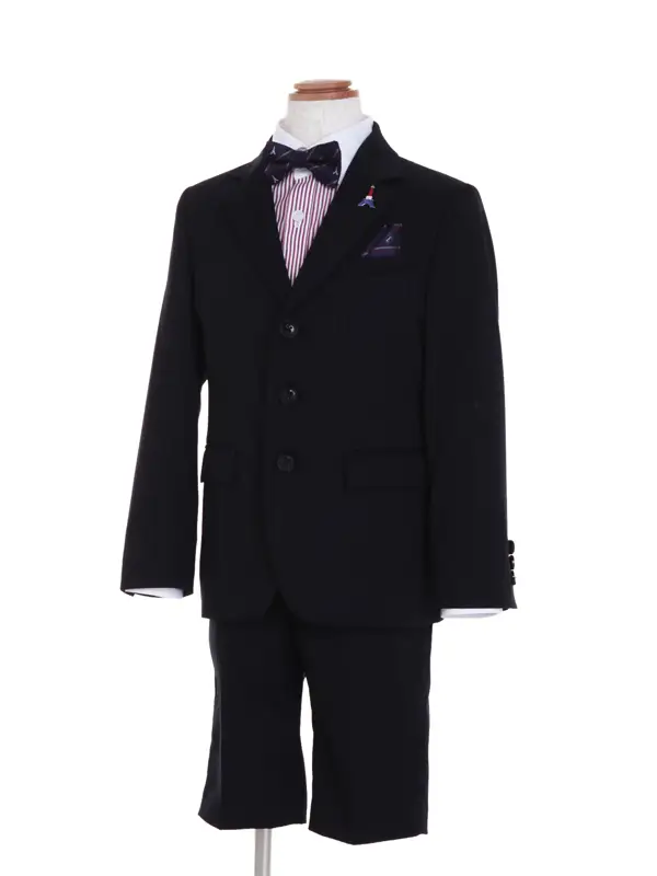 [男児スーツ]入学/半ズボン/濃紺ELLE3つ釦JK蝶ネクタイ/BS78