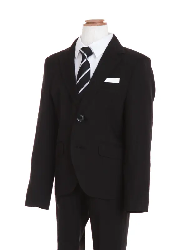 [入学スーツ]長ズボン/黒ストライプ2つ釦/BS85