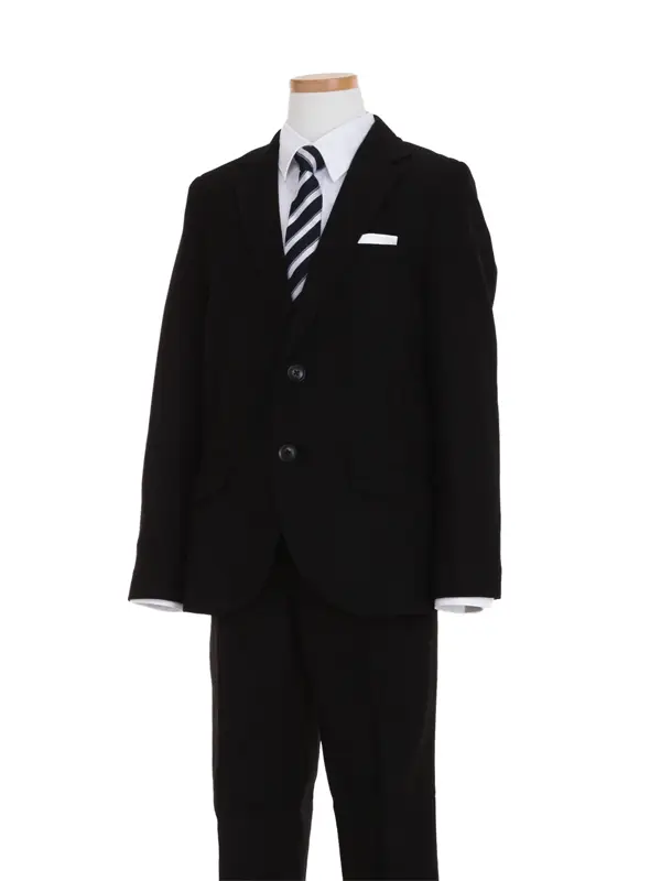 [男児スーツ]/長ズボン/黒2つ釦/オフホワイトシャツBS88