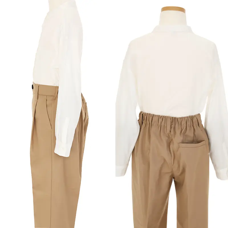 [入学スーツ]長ズボン/ベージュ ノーカラースーツ/蝶ネクタイ/S005