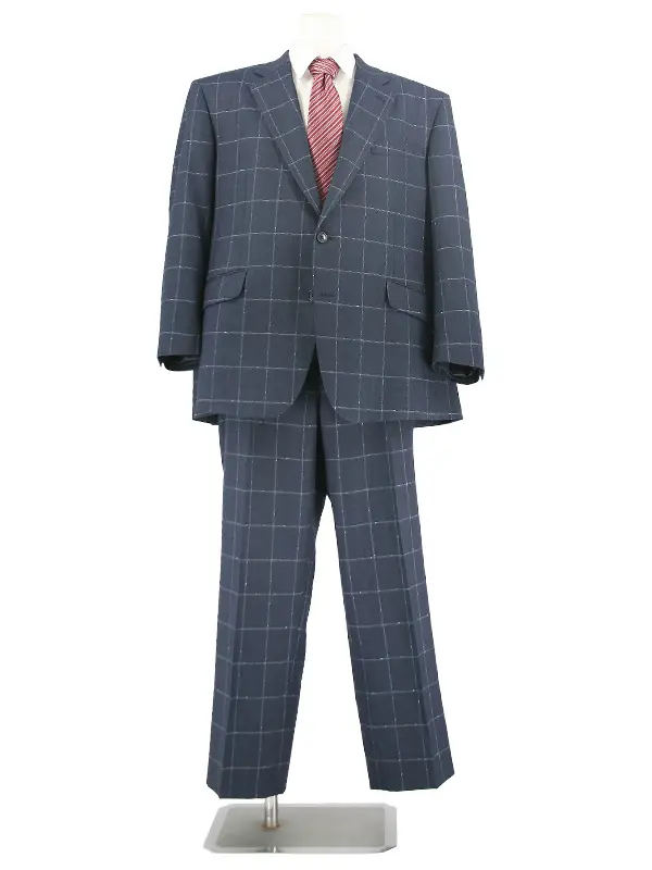 大きいサイズ｜メンズスーツ｜ネイビー｜チェック柄