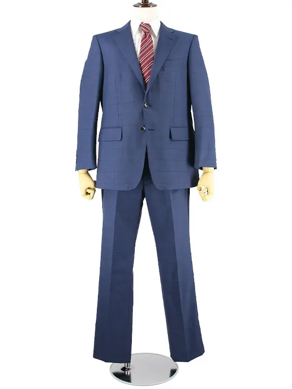 男性スーツ 008 renoma 紺 チェック シングルボタン