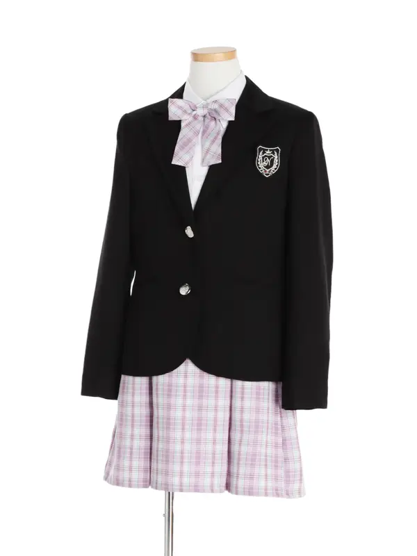 [女児スーツ][B体]大きめ/黒×パープルボックスプリーツSK/HB50