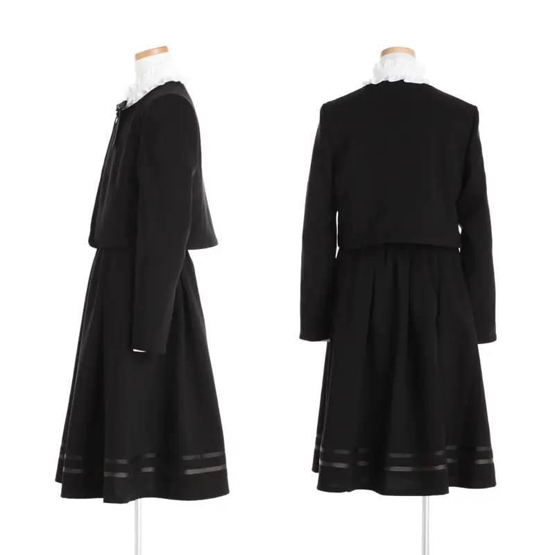 [女児スーツ][B体]大きめ/リバーシブルボレロスーツ・黒/HB51