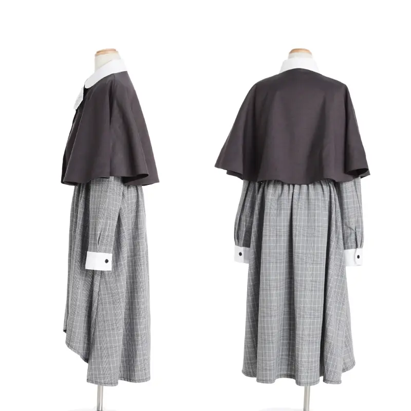 [女児スーツ][B体]大きめ/リバーシブルケープとチェックワンピ/HB53