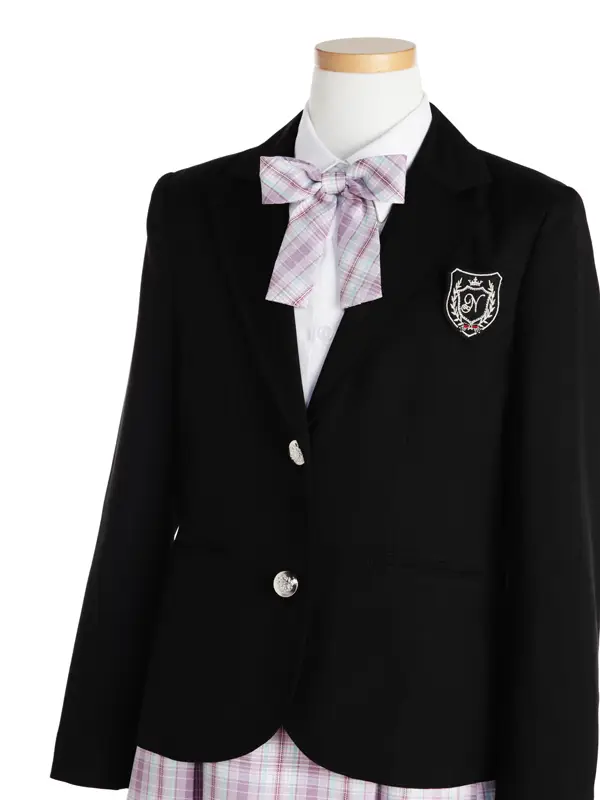 [女児スーツ][E体]さらに大きめ/黒×パープルボックスプリーツSK/HE50