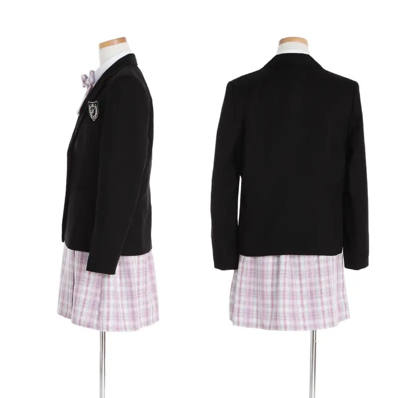 [女児スーツ][E体]さらに大きめ/黒×パープルボックスプリーツSK/HE50