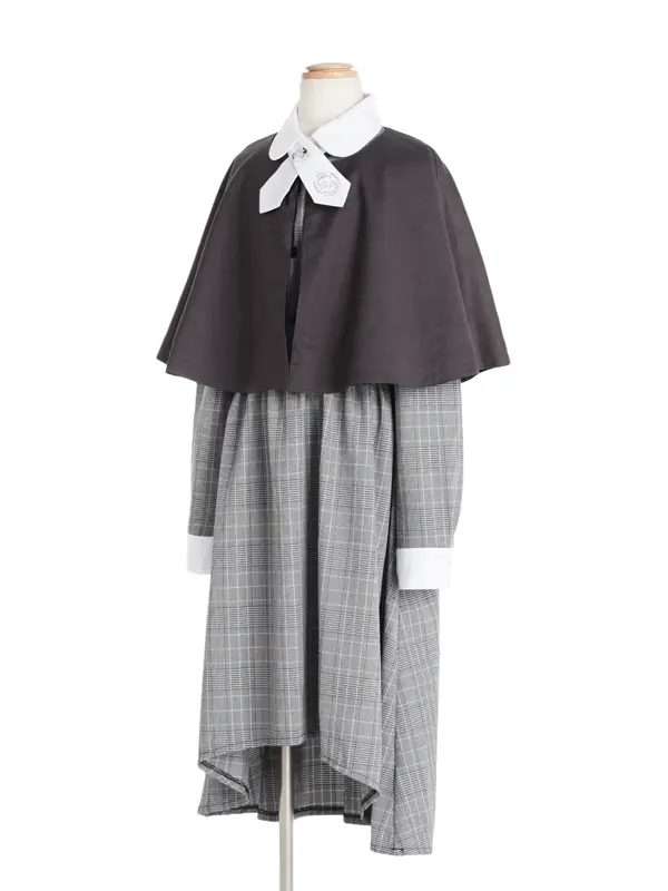 [女児スーツ][E体]さらに大きめ/リバーシブルケープとチェックワンピ/HE53