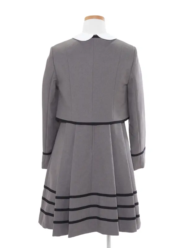 [女児スーツ]グレー/ライン使い白襟アンサンブル/HS27