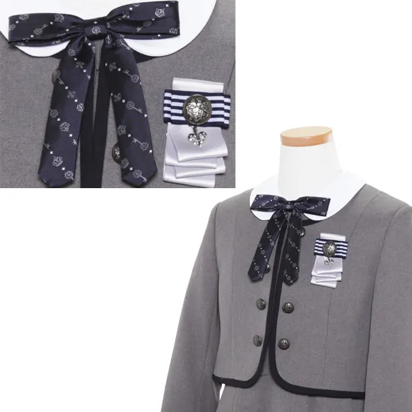 [女児スーツ]グレー/ライン使い白襟アンサンブル/HS27