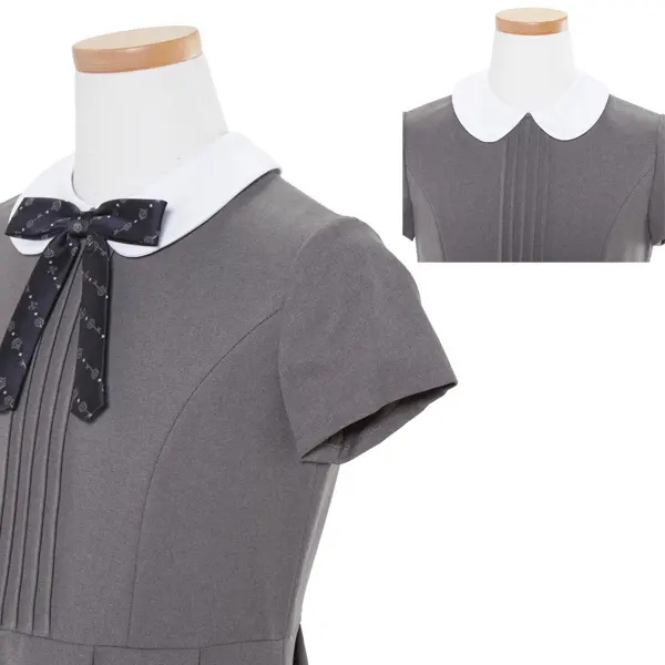 [女児スーツ]グレー/ライン使い白襟アンサンブル/HS27