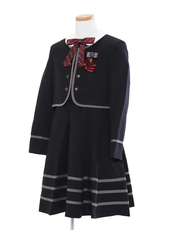 [女児スーツ]紺/ライン使い白襟アンサンブル/HS28