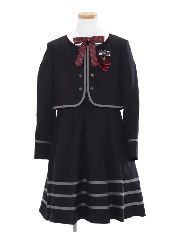 [女児スーツ]紺/ライン使い白襟アンサンブル/HS28