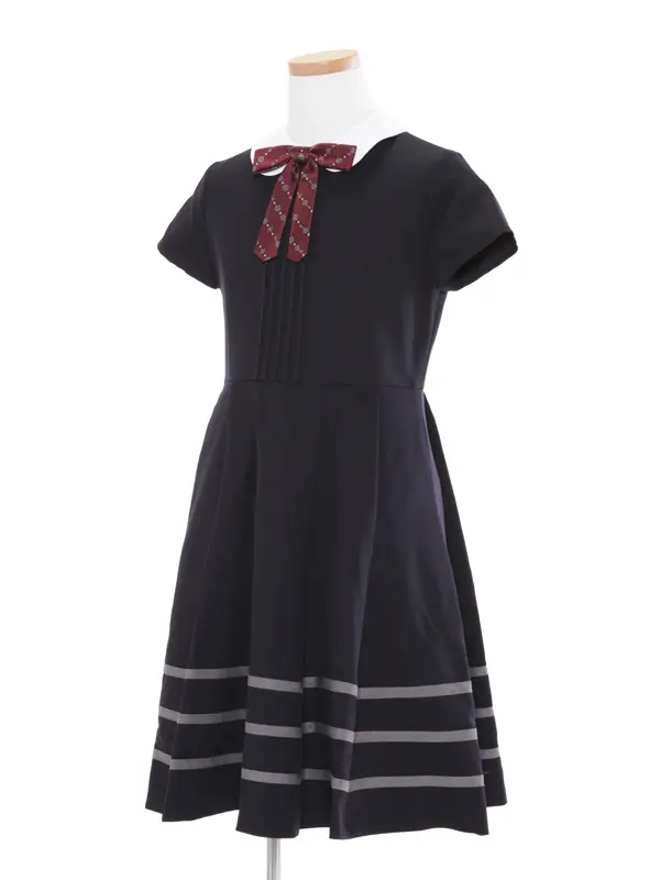 [女児スーツ]紺/ライン使い白襟アンサンブル/HS28
